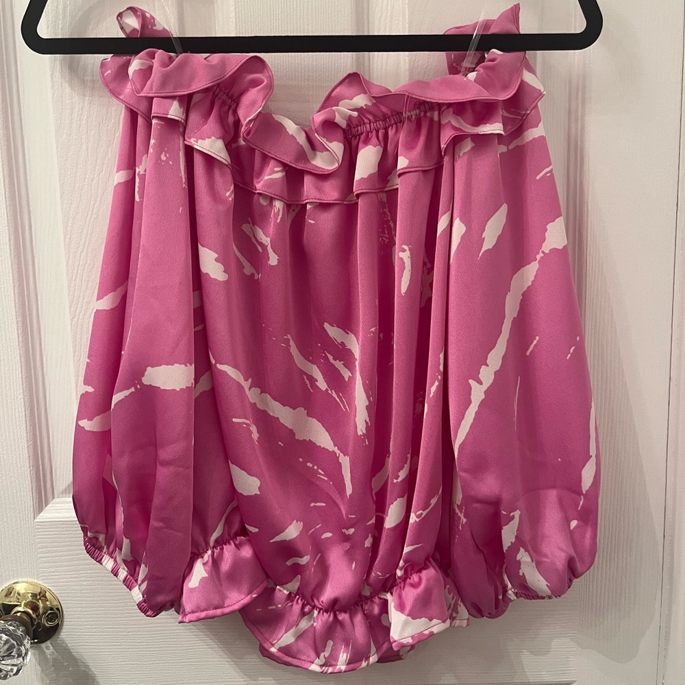 Tyche Pink Ruffle Off-Shoulder Blouse - Picture 2 of 8